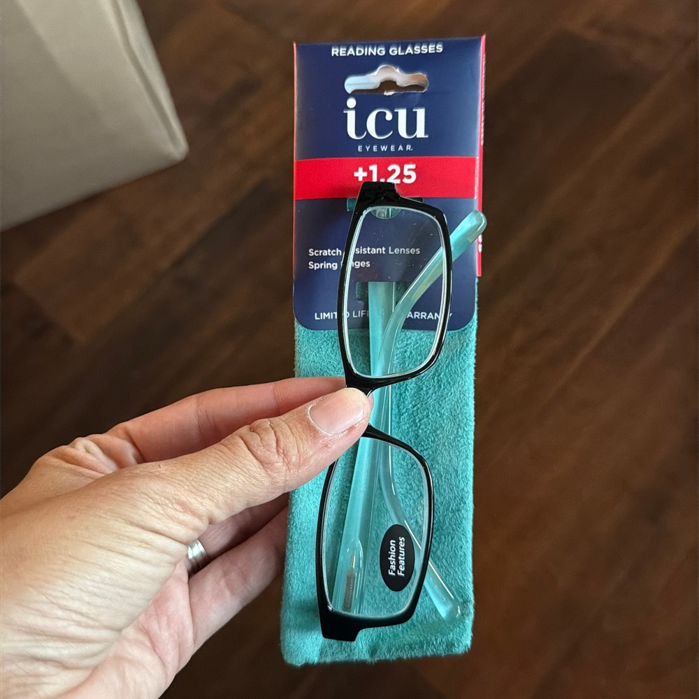 ICU Eyewear Berryessa Reading Glasses +1.25 Black Teal Rectangular 41770401T